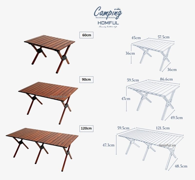 Bàn nhôm gấp gọn Homful X02027 60cm - Ảnh 4